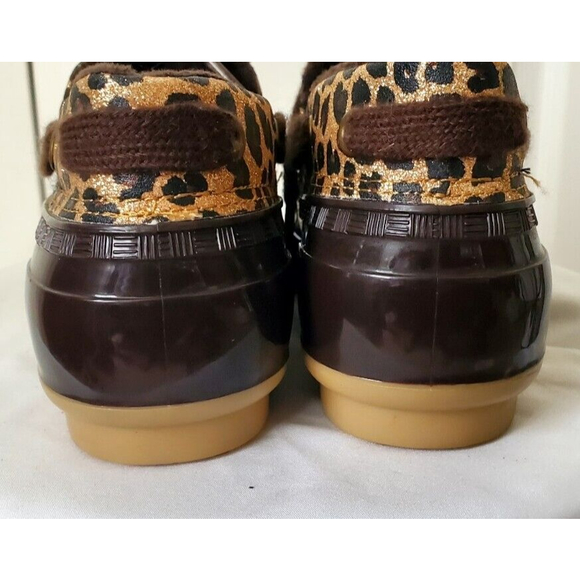 Sugar Women's Brown Animal Print Slip-On Duck Rain Shoes Boots Size 8 EUC - Picture 3 of 7
